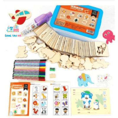 Khuôn Gỗ Vẽ Tranh In Hình. Công cụ hỗ trợ bé tập vẽ tranh sáng tạo phát triển tư duy
